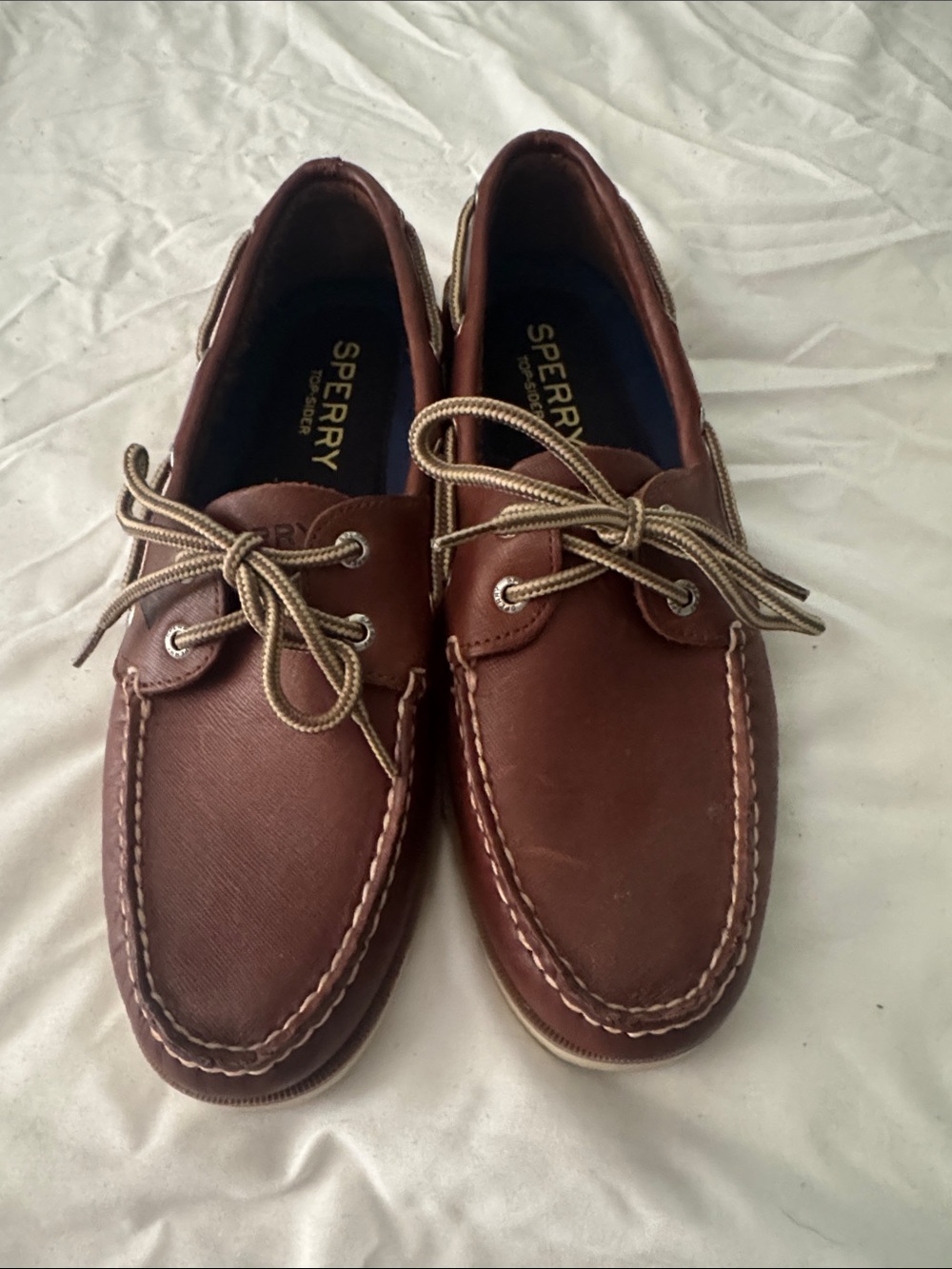 Sperry Brown Leather Men’s Boat Shoes with Tan Laces